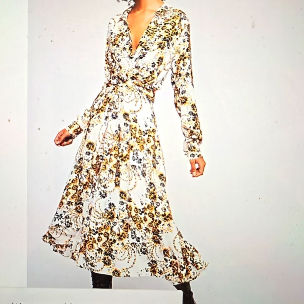 Free people floral tough love button up midi dress size 0